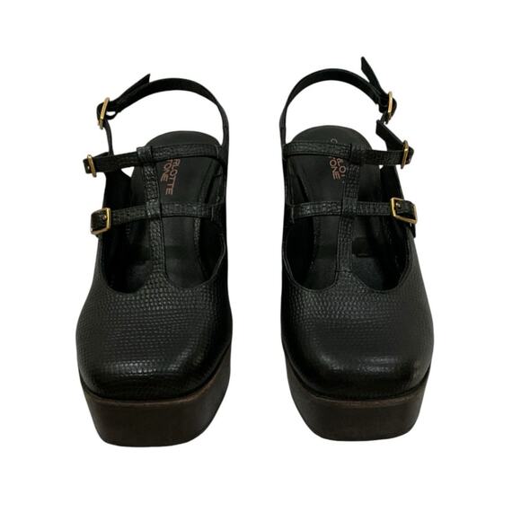 Charlotte Stone Gael Black Platform Mary Jane Heels Size 8 Retro Mod Style - Picture 5 of 10